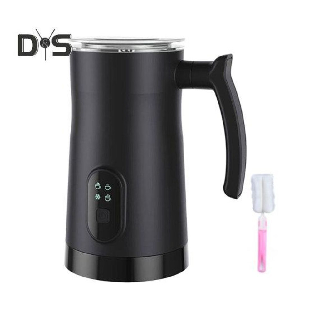 (black, UK) Electric Milk Frother With Non-stick Coating Large Capacity Low Noise Dishwasher Safe Uk Plug Multifunctional Automatic Warm Cold Foam Maker