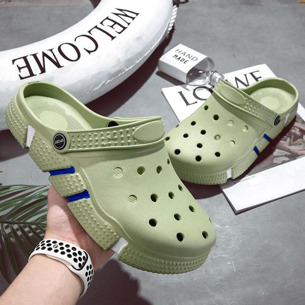 (green, 47) Men's Summer Hole Shoes Closed Toe Sandals Waterproof Non-Slip EVA Beach Clogs Thick Sole Outdoor Slippers Platform Casual Footwear