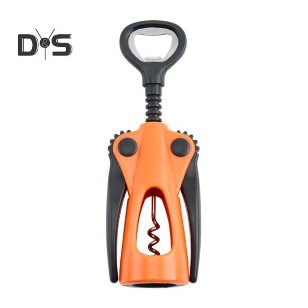 (orange) Wine Bottle Opener Ergonomic Handle Wing Corkscrew with Non-Slip Grip Dual Function Bottle Opener for Cork Beer Caps Portable Bar Tool for Home Party
