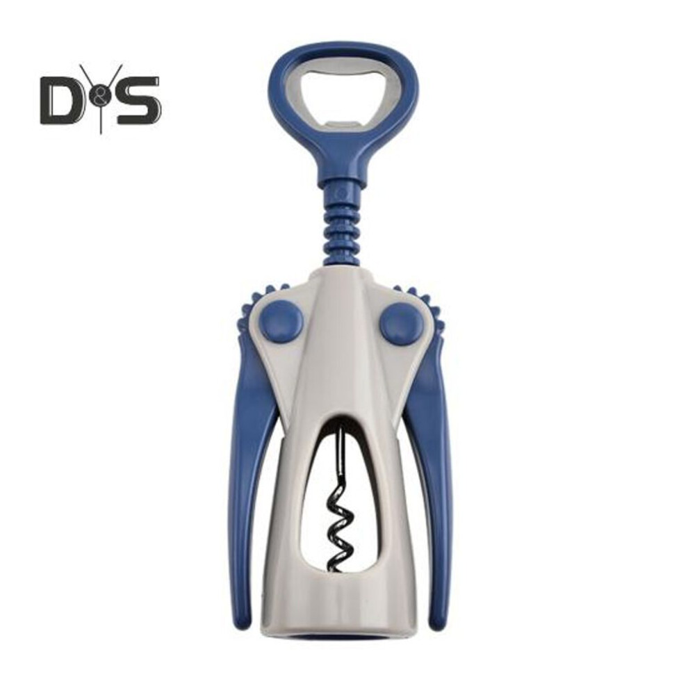 (blue) Wine Bottle Opener Ergonomic Handle Wing Corkscrew with Non-Slip Grip Dual Function Bottle Opener for Cork Beer Caps Portable Bar Tool for Home Party