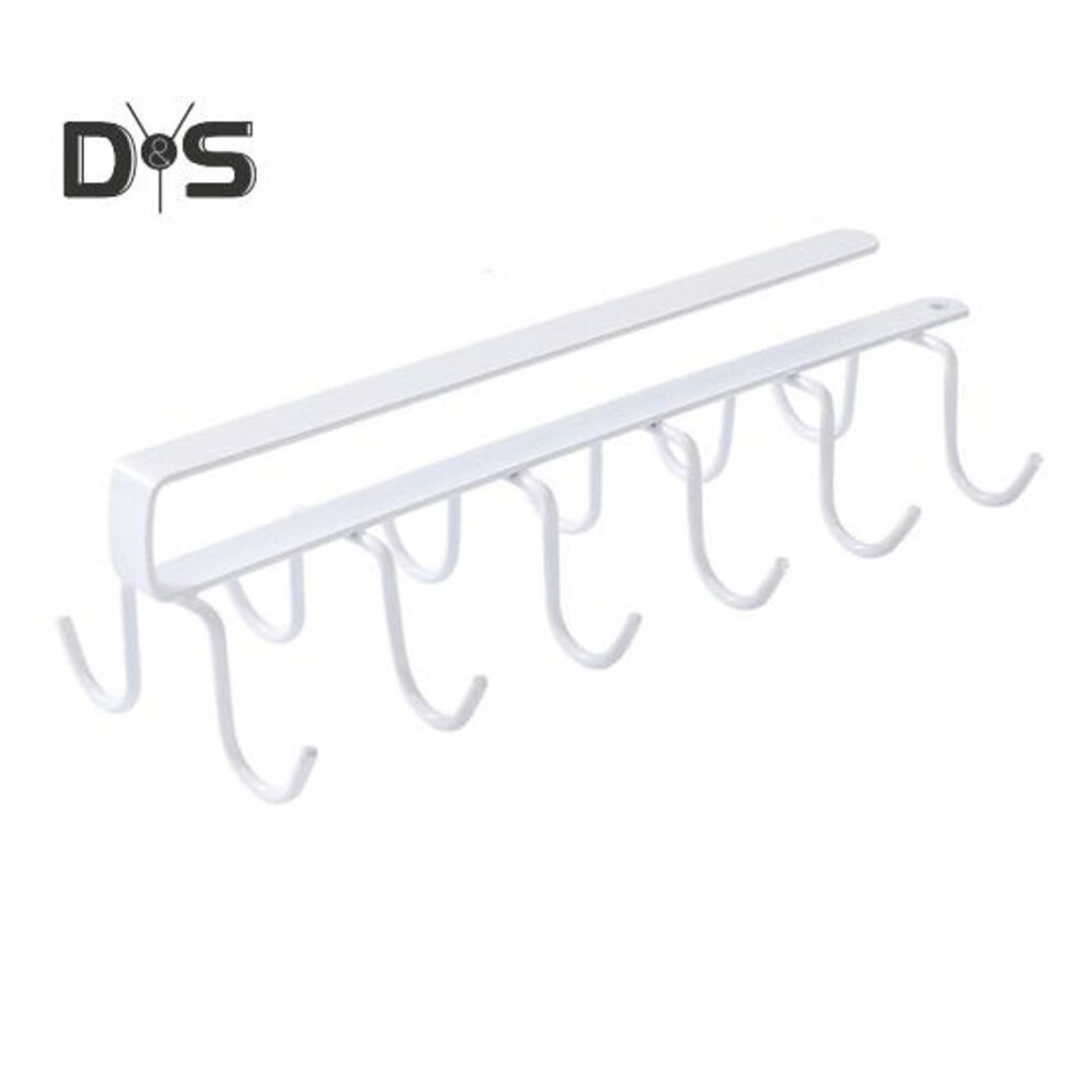 (white, double sided) Coffee Cup Holder Hanger Hook Rust-Resistant Strong Load-bearing Easy to Install Under-Cabinet Mug Holder Rack