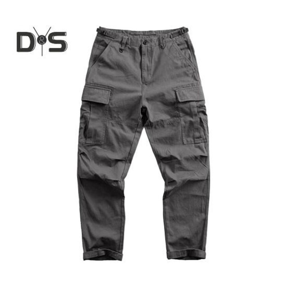 (grey, XL) Men Cargo Pants Loose Solid Color Vintage Style High Street Style Wide Leg Straight Leg Multi Pockets Streetwear Outdoor Travel Trousers