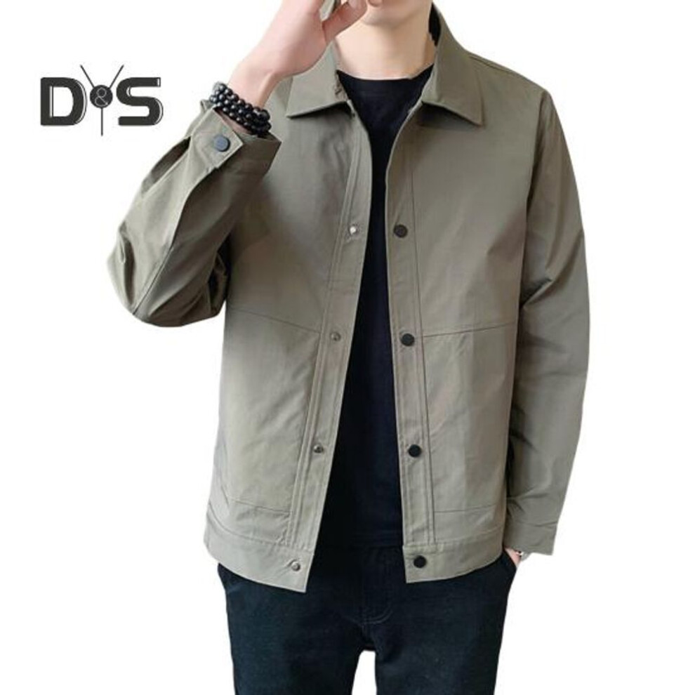 (apricot, L) Men Jacket Lapel Long Sleeve Velvet Lining Button Closure Jacket Coat With Pockets Autumn Winter Solid Color Outwear