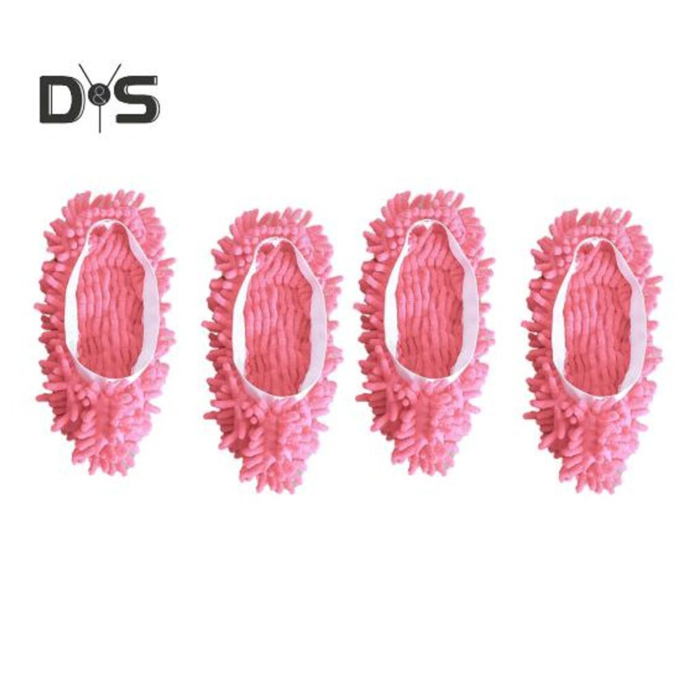 (pink) 2 Pairs Lazy Shoe Cover Strong Dust Absorption Easy To Carry Elastic Wear-resistant Foot Mops Floor Cleaning Tool