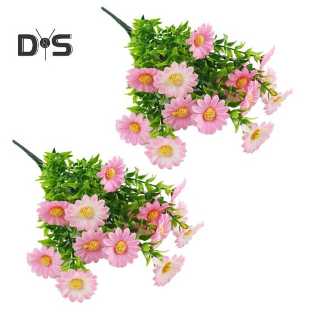 (light pink, 2pcs) Outdoor Artificial Daisies Flowers Fake Flowers For Indoor Uv Resistant Waterproof Realistic Faux Flower Bouquets Outside Hanging Plants Garden Porch