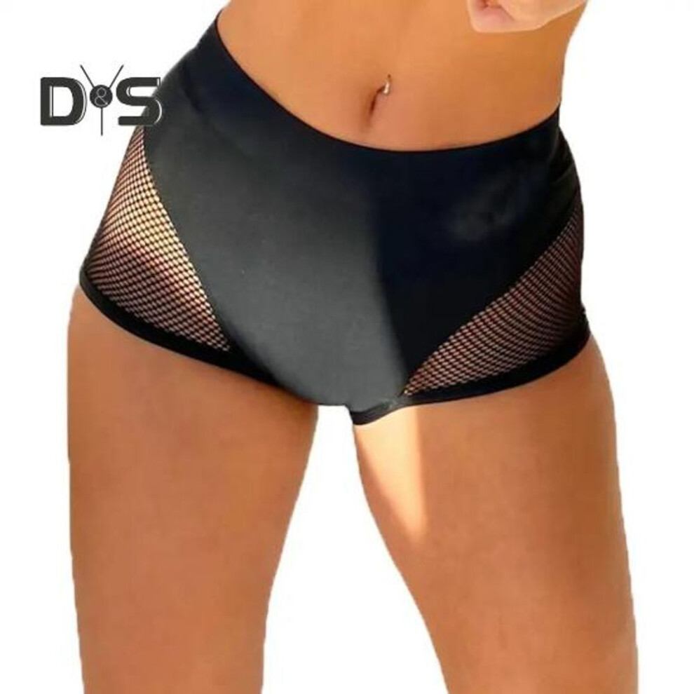 (black, XXL) Women Shorts Solid Color High Waist Skinny Stage Shorts Belly Control Hip Lift Design Running Fitness Shorts