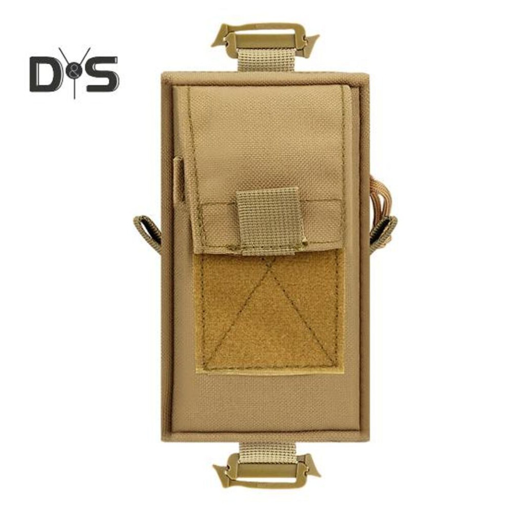(khaki) Tactical Molle Accessory Pouch Backpack Shoulder Strap Attachment Bag With Double-zipper Pocket Tactical Molle Tool Pocket For Outdoor Activities