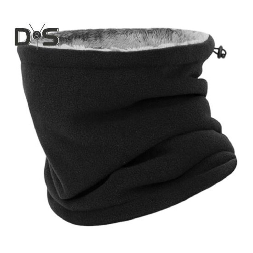 (black) Cycling Neck Warmer Windproof Winter Cold Weather Outdoor Motorbike Riding Warm 3-In-1 Multifunction Plush Face Guard Drawstring Hat Neck Gaiter