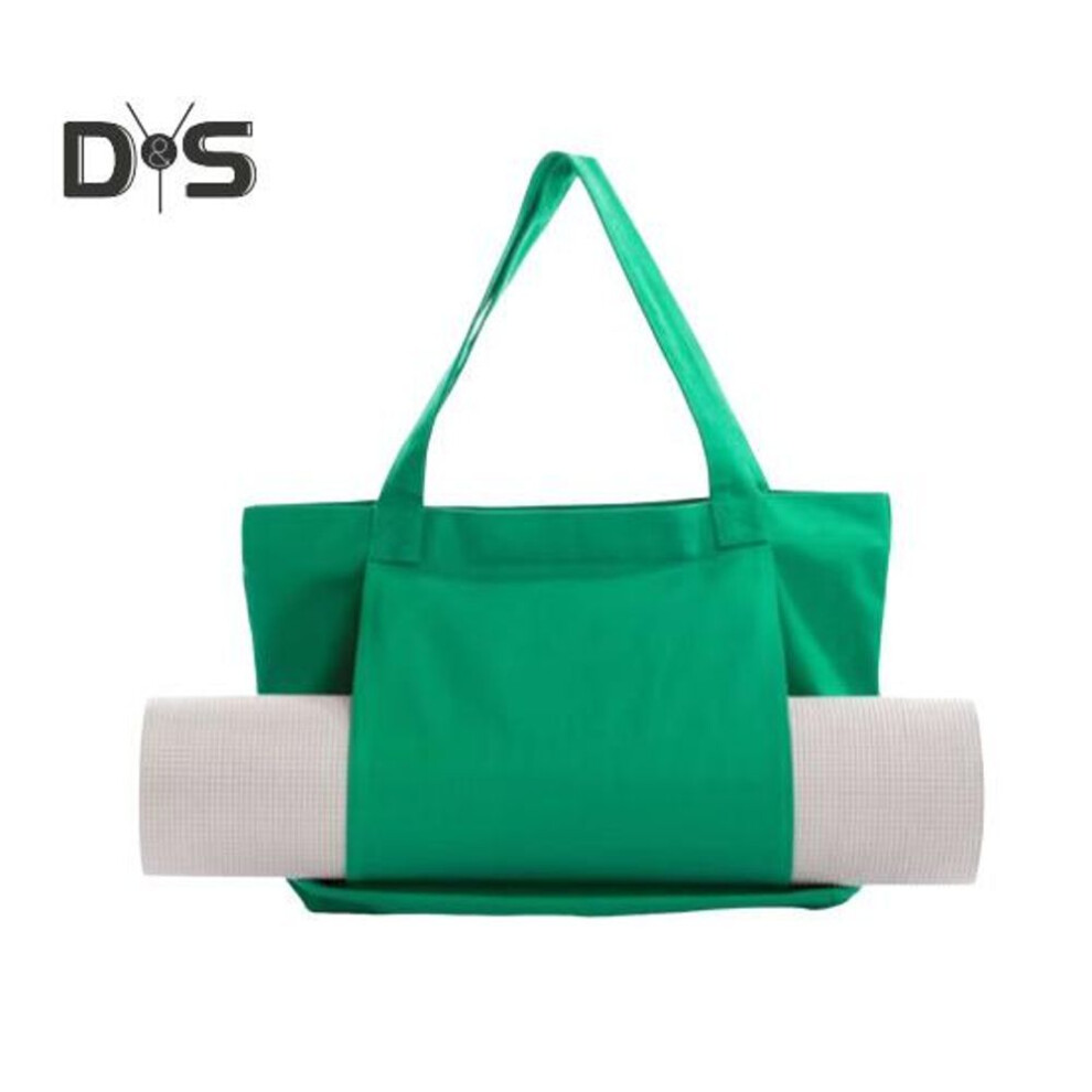 (green) Yoga Pilates Mat Bag Multifunctional Large Capacity Canvas Handbag Portable Outdoor Exercise Equipment Yoga Pad Shoulder Bag Carrier Pouch