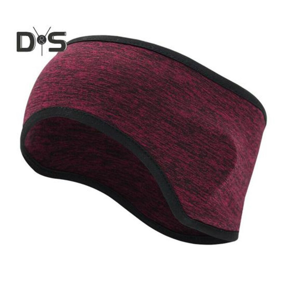 (wine red) Ponytail Headband Winter Ear Warmer Head Wrap Elastic Yoga Hair Band Outdoor Sports Sweatband for Cycling Snowboarding Hiking Running