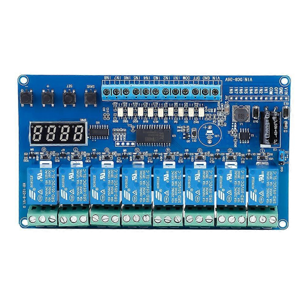 (As Show, One Size) 8-36V 8-Channel Multifunction Time Delay Relay Interface Board Module Optocoupler Led 6909775551875