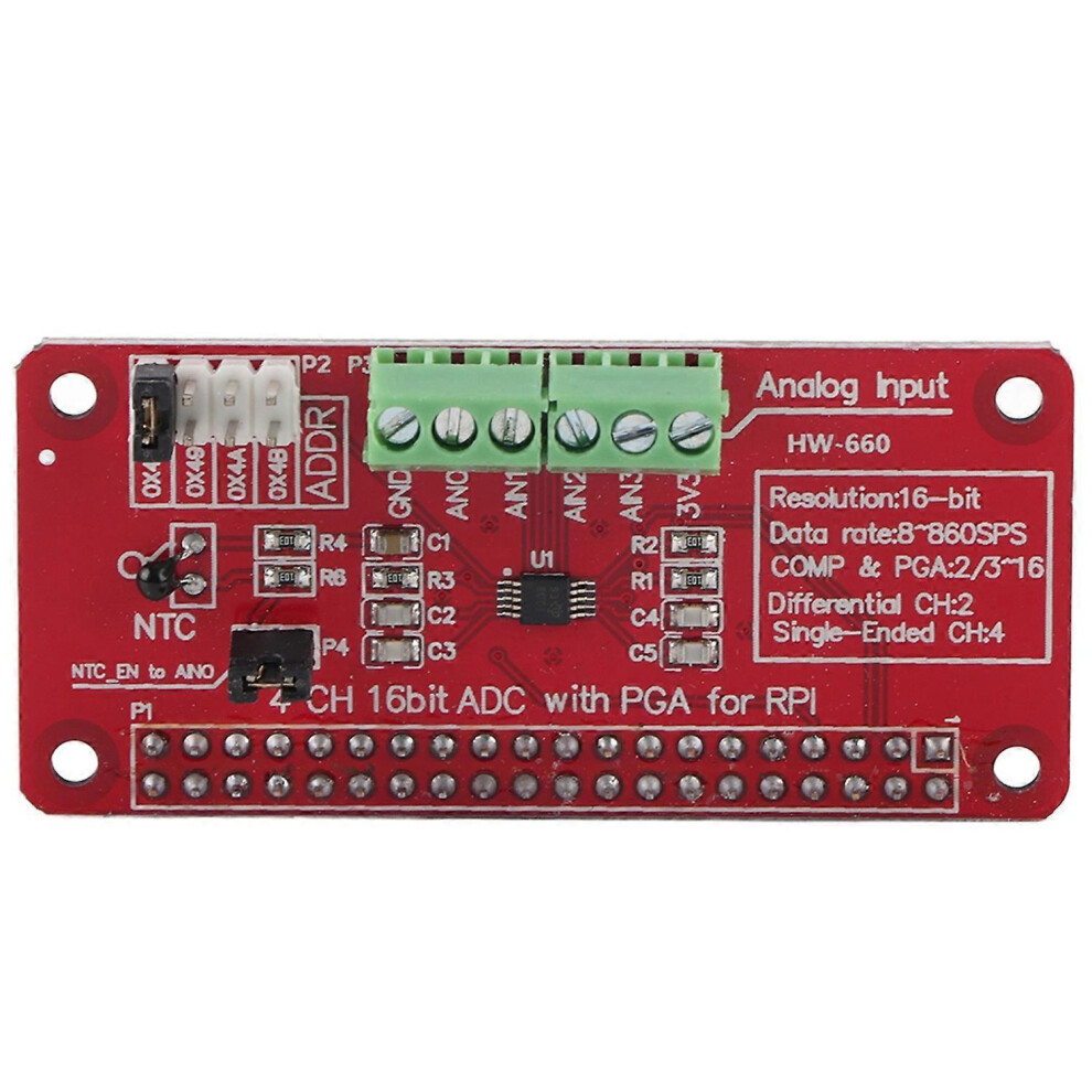 (As Show, One Size) 1Pc 16ÂBit Adc Adc Analog To Digital Converter Module For Raspberry Pi 3/2/B+ 6909775605844