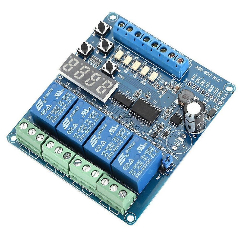 (As Show, One Size) 8-36V 4-Channel Multifunction Time Delay Relay Interface Board Module Optocoupler Led 6909775611289