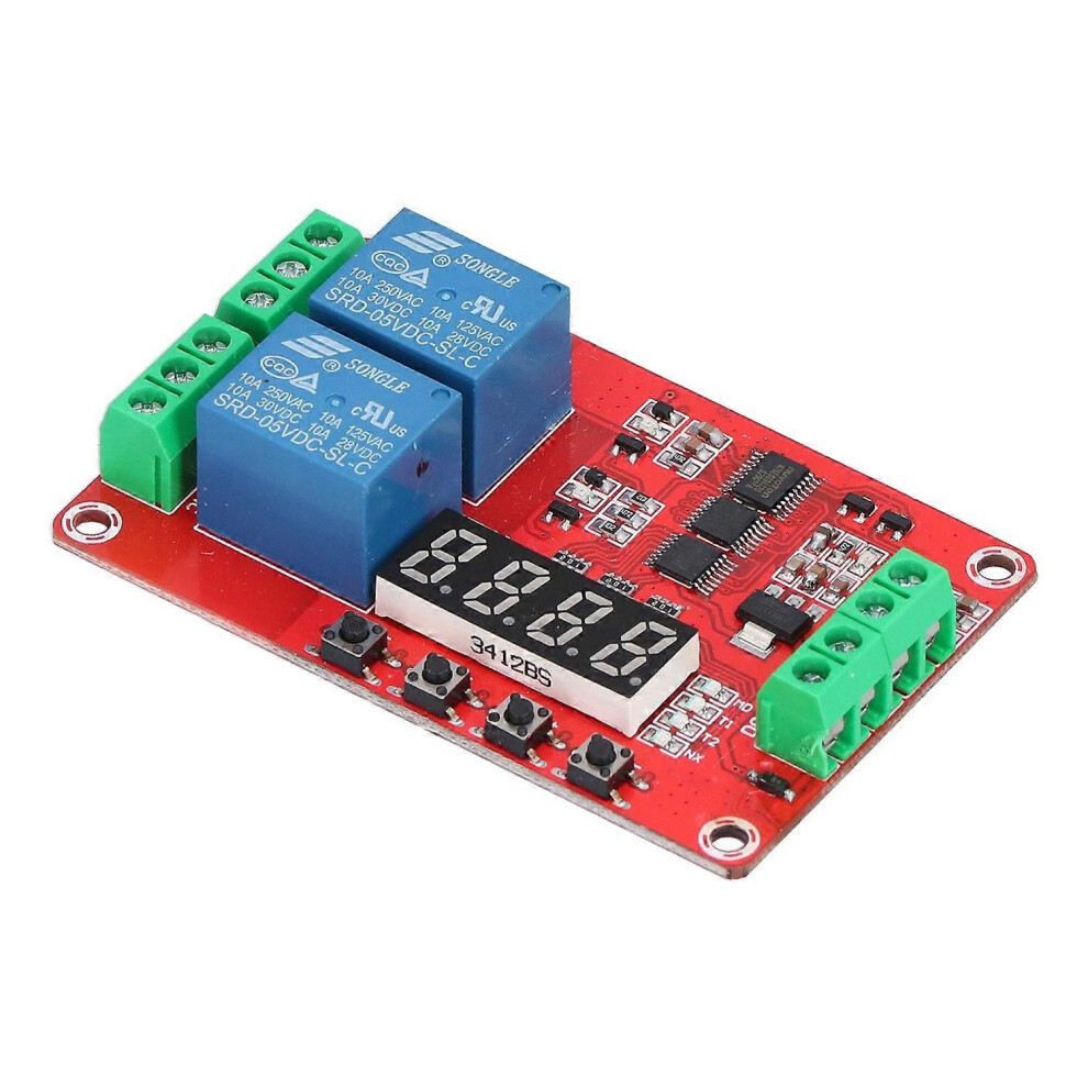 (As Show, One Size) Time Delay Relay Multi Functional 2-Channel Self Lock Cycle Timing Module Board5v 6909775599907