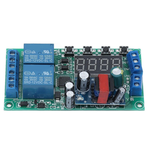 (As show, One size) 2 Channel Time Delay Relay Module Digital Pulse Trigger Cycle Timer Control Board 220VAC YF‑7