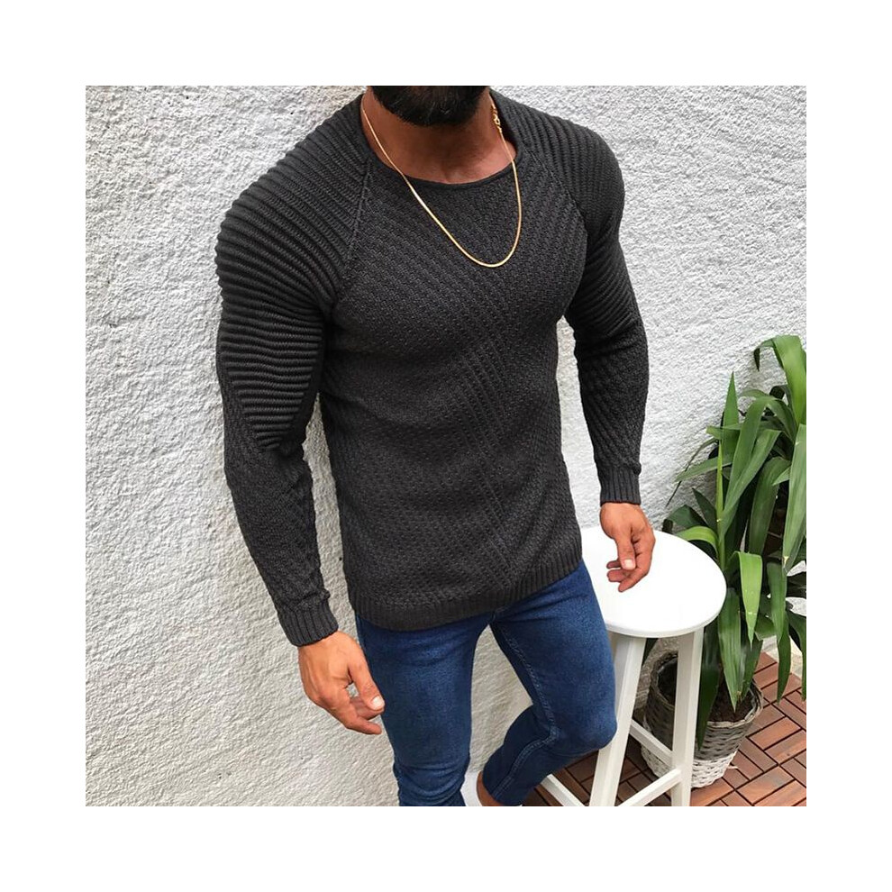 (DarkGray,S)Pull tricoté homme Oneck automne hiver décontracté coupe slim chemisier pull