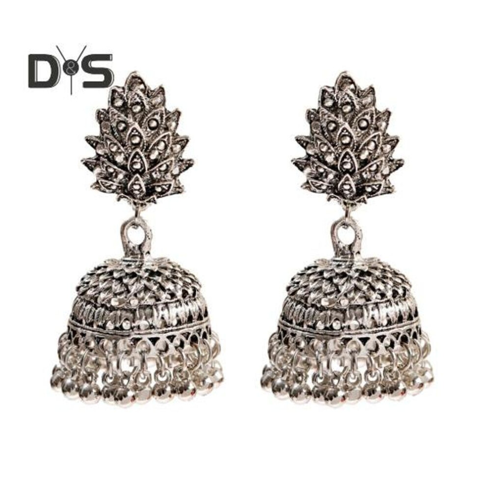 (silver) Indian Bohemian Tassel Drop Earrings For Women Ethnic Afghan Vintage Bell Earrings Retro Tribal Gypsy Jewelry