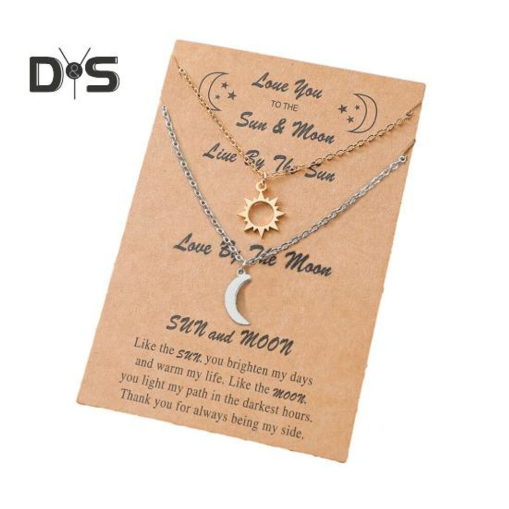 (gold,silver) Sun And Moon Necklace For Couples Valentine's Day Moon Crescent Sun Necklace Romantic Couple Matching Jewelry