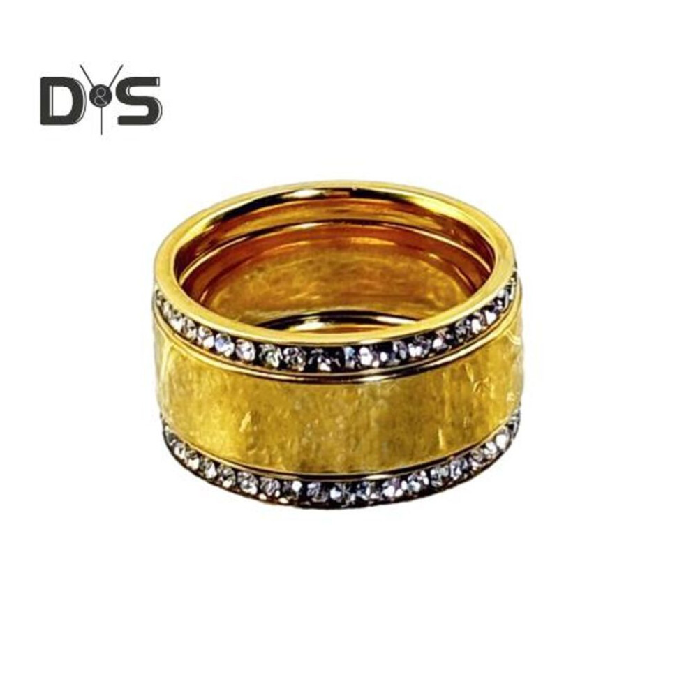 (golden, US 8) Stackable Rings For Women Titanium Steel Cubic Zirconia 3pcs Rings Stacking Set For Engagement Wedding Jewelry