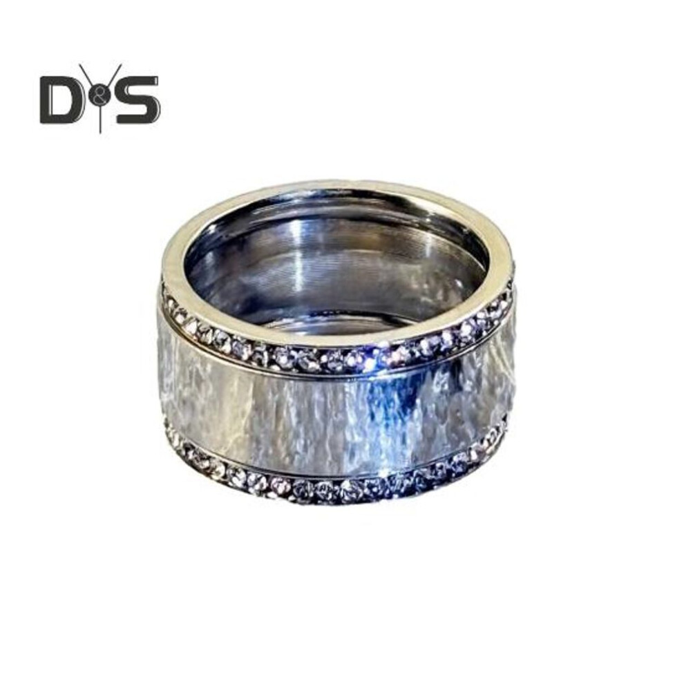 (silver, US 10) Stackable Rings For Women Titanium Steel Cubic Zirconia 3pcs Rings Stacking Set For Engagement Wedding Jewelry