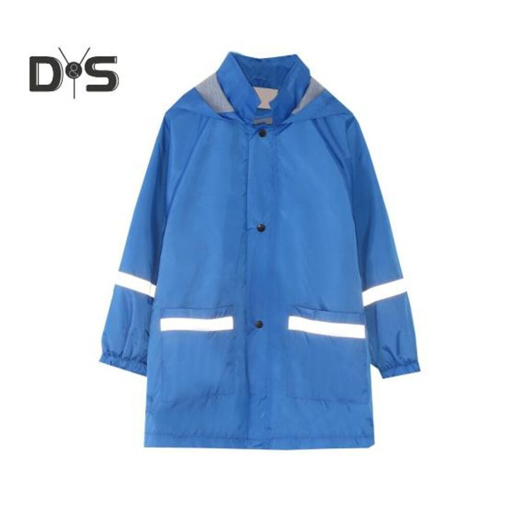 (blue, 110cm) Children Raincoat Waterproof Windbreaker with Hood And Pockets Single-breasted Long Sleeves Loose Outdoor Camping Hiking Rain Jacket