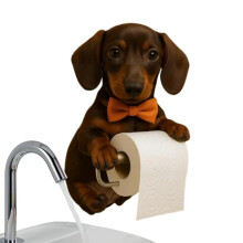 (Black) Toilet Paper Holder Dog Wall Mount Resin Roll Dispenser Storage Stand Cute Decor Home Decorations for Hotel