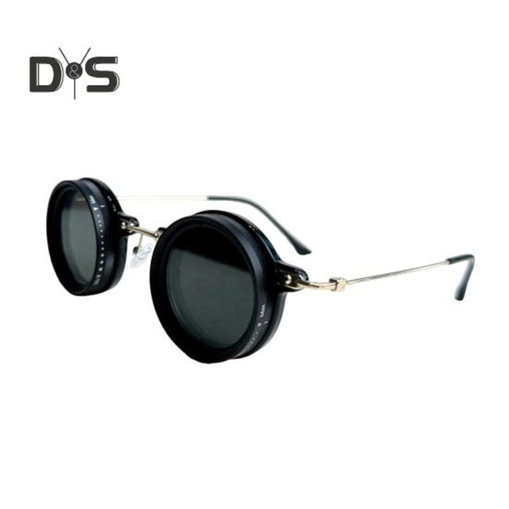 (as the picture, B) Round Polarized Sunglasses 1-9 Gears Adjustable Tint Sun Glasses with ND Filter Lenses for Men Beach Shady Fishing Driving