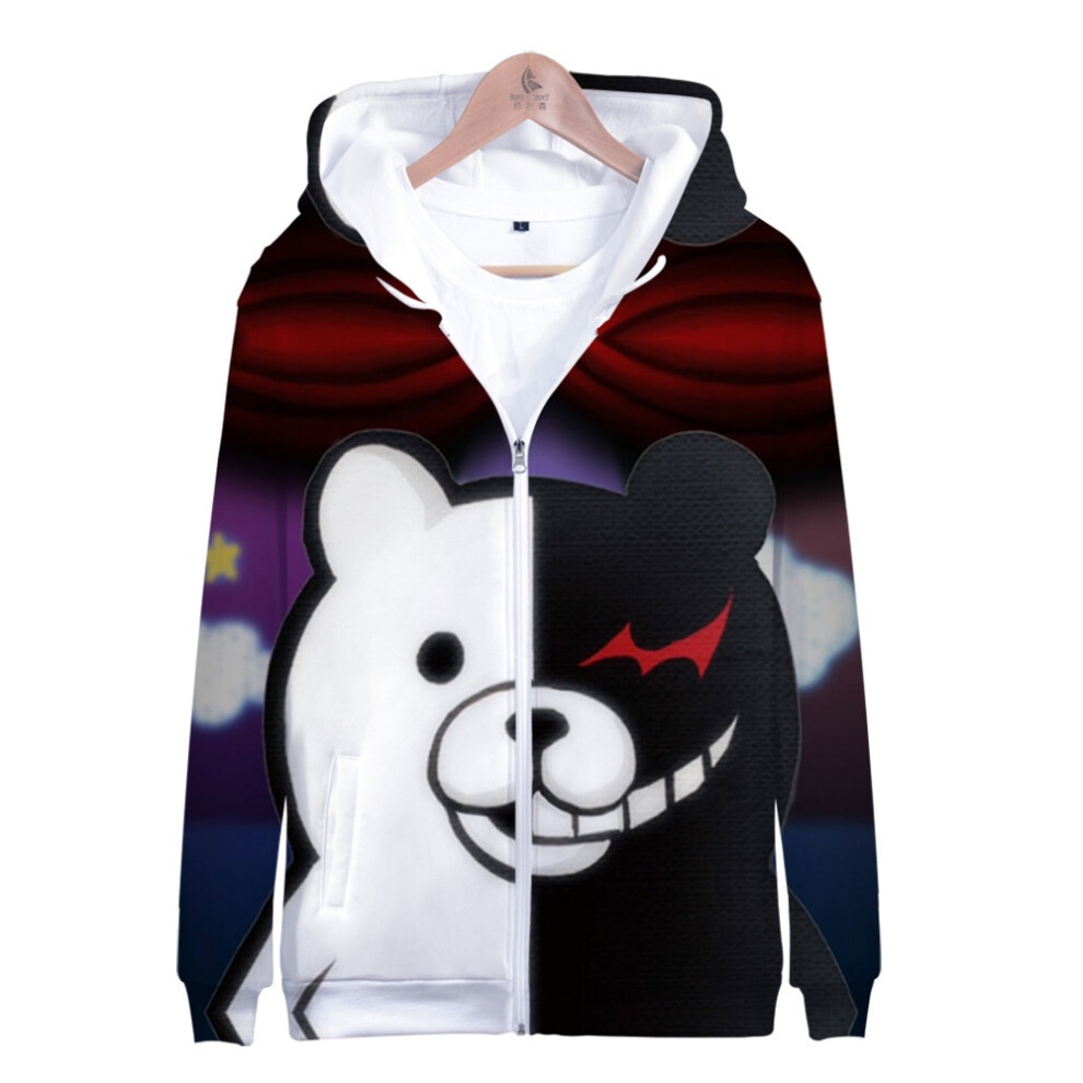 (#3 BlackWhite,3XL)Anime Danganronpa Monokuma Cosplay Sweat à Capuche Unisexe Décontracté Veste Manteau