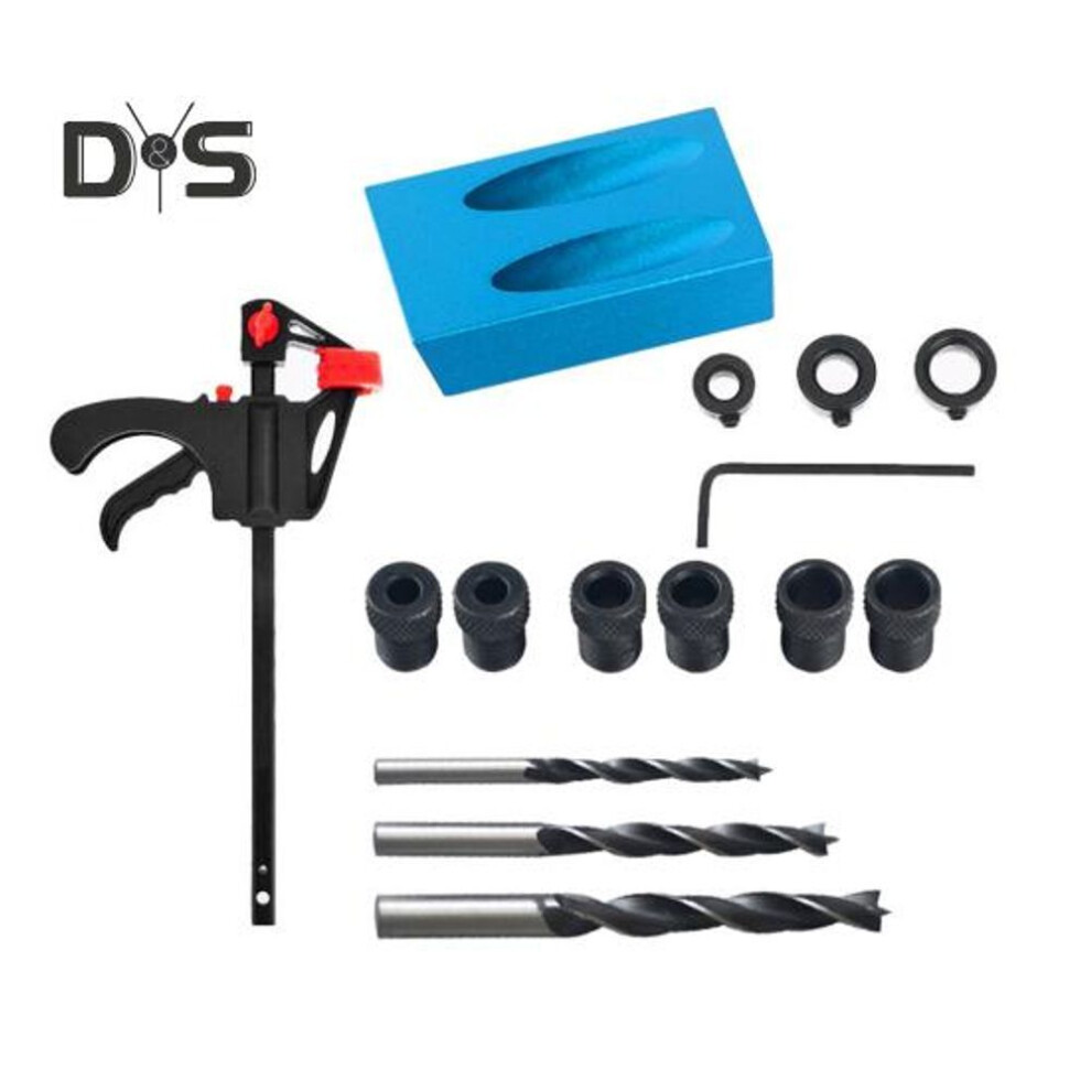 Pocket Hole Screw Jig 15 Degrees Drill Joinery Kit Compact Design Portable Woodwork Guides Joint Angle Locator Tool