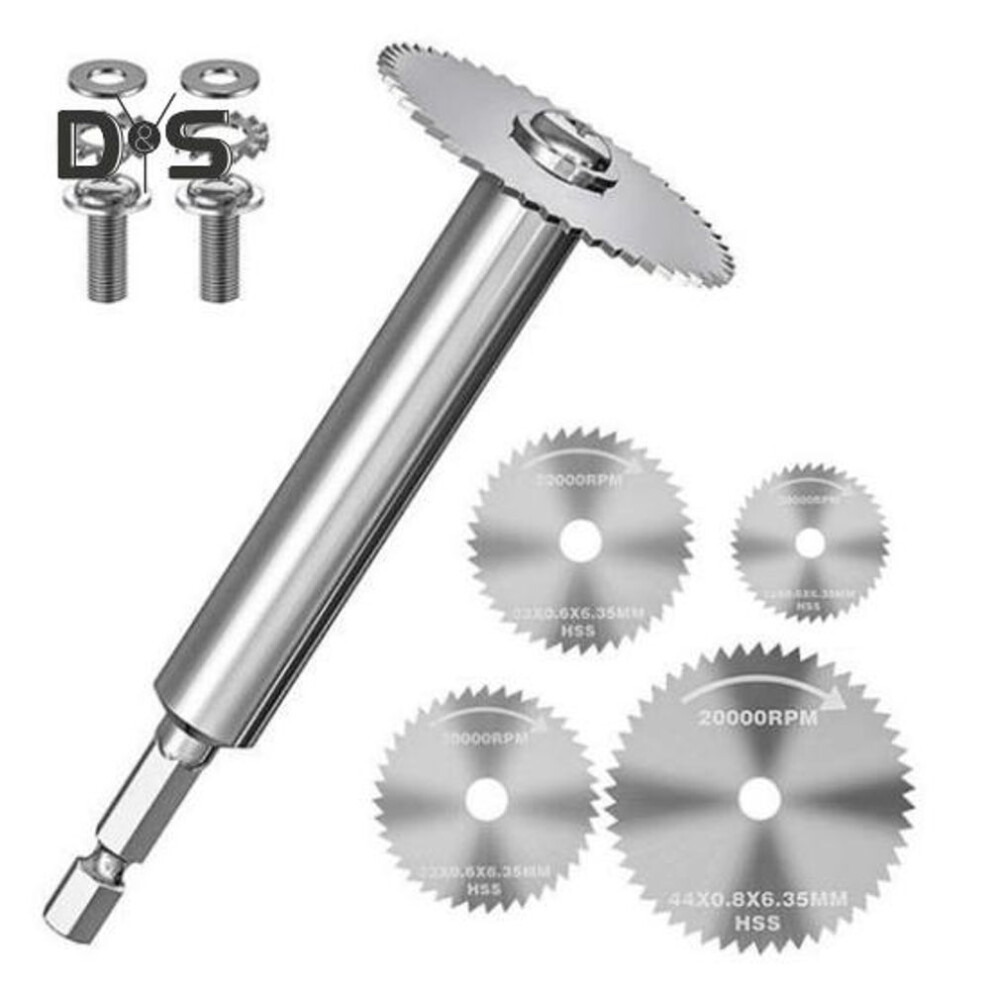 (silver) Pipe Cutter with 5 Replacement Saw Blades Compact Design Portable 1/4 Inch Hex Shank Impact Connect PVC Pipe Cutter Set