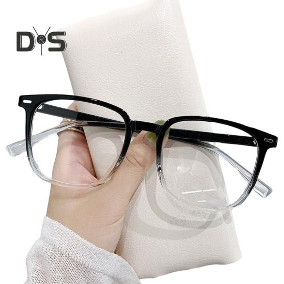 (black white) Unisex Blue Light Blocking Glasses Retro Large Frame Clear View Strong Hinge with Brim Eye Protection Clear Bluelight Glasses Spectacles Eyeglasses