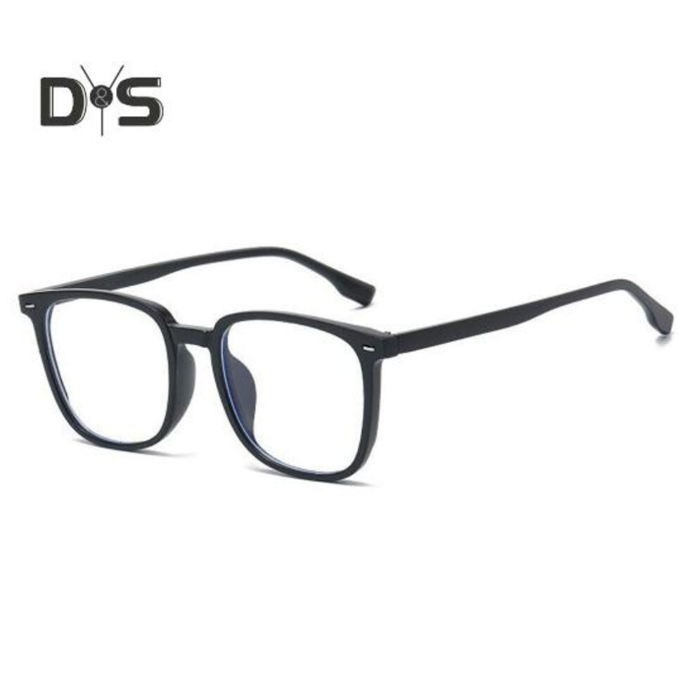 (black) Unisex Blue Light Blocking Glasses Retro Large Frame Clear View Strong Hinge with Brim Eye Protection Clear Bluelight Glasses Spectacles Eyeglasses