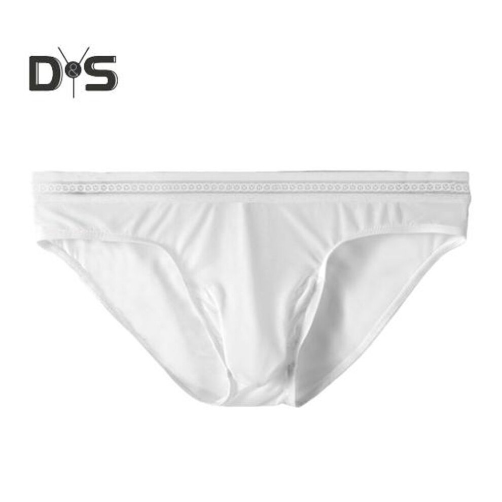 (L, white) Men Briefs Mid-rise High Elasticity Tight Fit Breathable Panties Solid Color Mesh Stitching Sexy Underwear Daily Wear