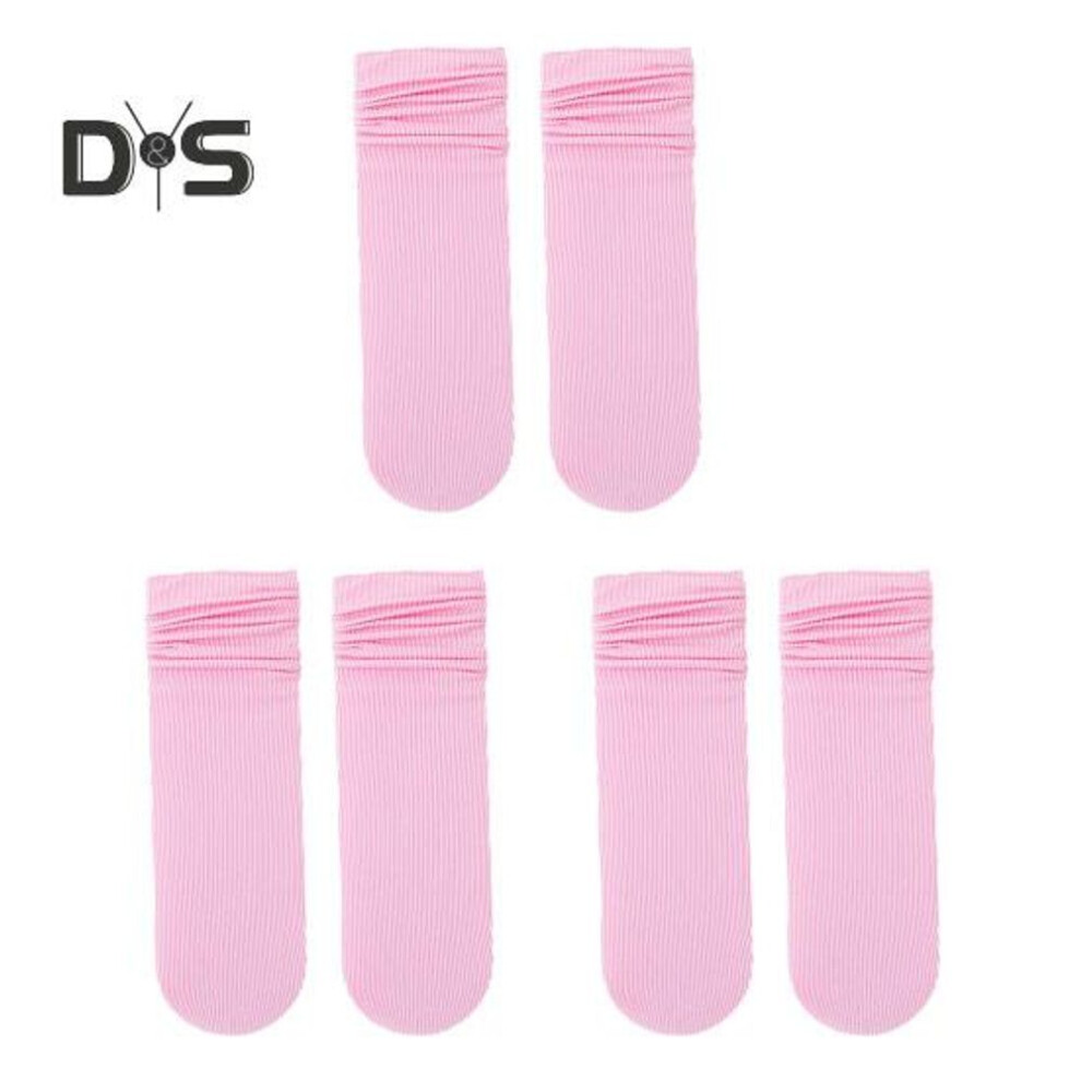 (pink) 3 Pairs Ice Silk Socks for Women Summer Ultra Thin Crew Socks Casual Mid Calf Stacked Socks Elastic Above Ankle Bootie Socks