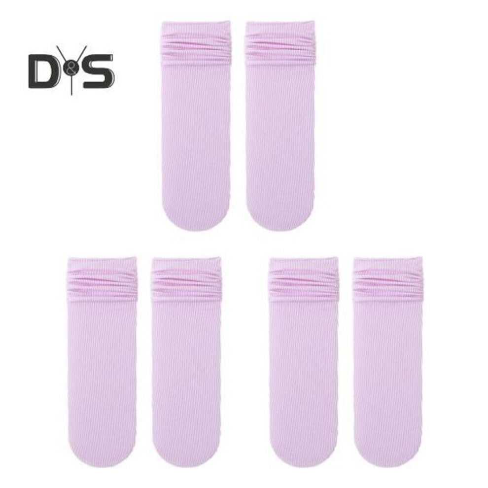 (purple) 3 Pairs Ice Silk Socks For Women Summer Ultra Thin Crew Socks Casual Mid Calf Stacked Socks Elastic Above Ankle Bootie Socks