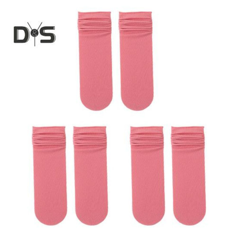 (rose red) 3 Pairs Ice Silk Socks For Women Summer Ultra Thin Crew Socks Casual Mid Calf Stacked Socks Elastic Above Ankle Bootie Socks
