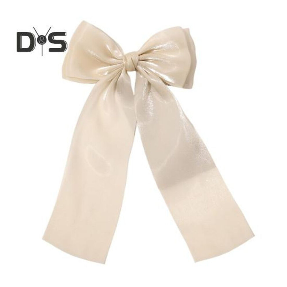 (beige) Women Ribbon Bowknot Decor Hair Claw Anti-slip Design Girl Hair Clip Strong Grip Back Head Hair Claw Hair Accessories