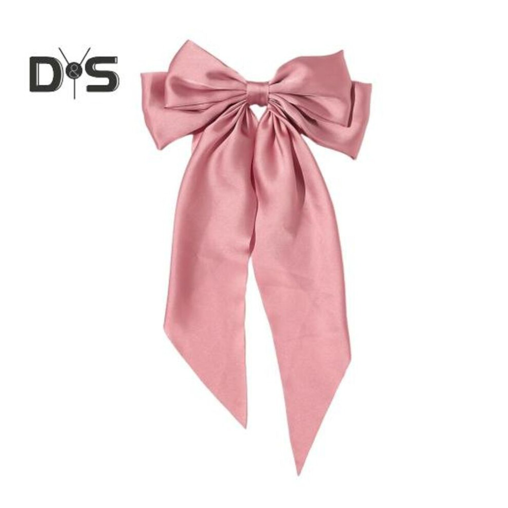 (pink) Ribbon Bowknot Decor Hair Pin Satin Fabric Spring Hair Clip Anti-slip Design Decorative Bow Ribbon Back Head Hair Clip Hair Accessory