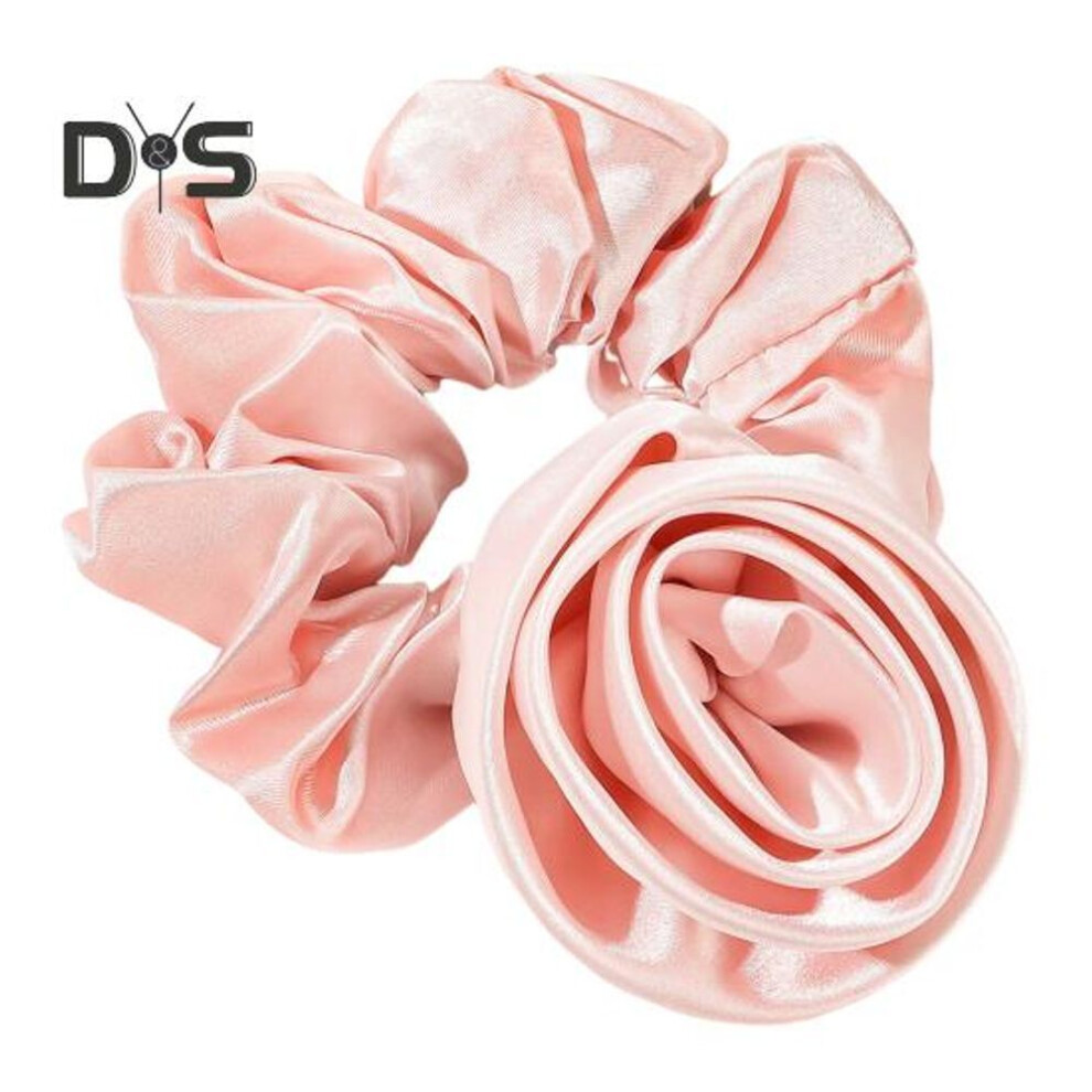 (pink) Rose Flower Decor Hair Rope Large Elastic Hair Tie Rose Rubber Hair Band Women Horsetail Holder Hair Accessories