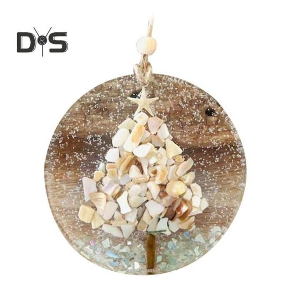 (as the picture, E) Coastal Christmas Ornament Hanging Sea Glass Pieces Light Catcher Beach Glass Suncatcher on Acrylic Circle for Window Tree Decor