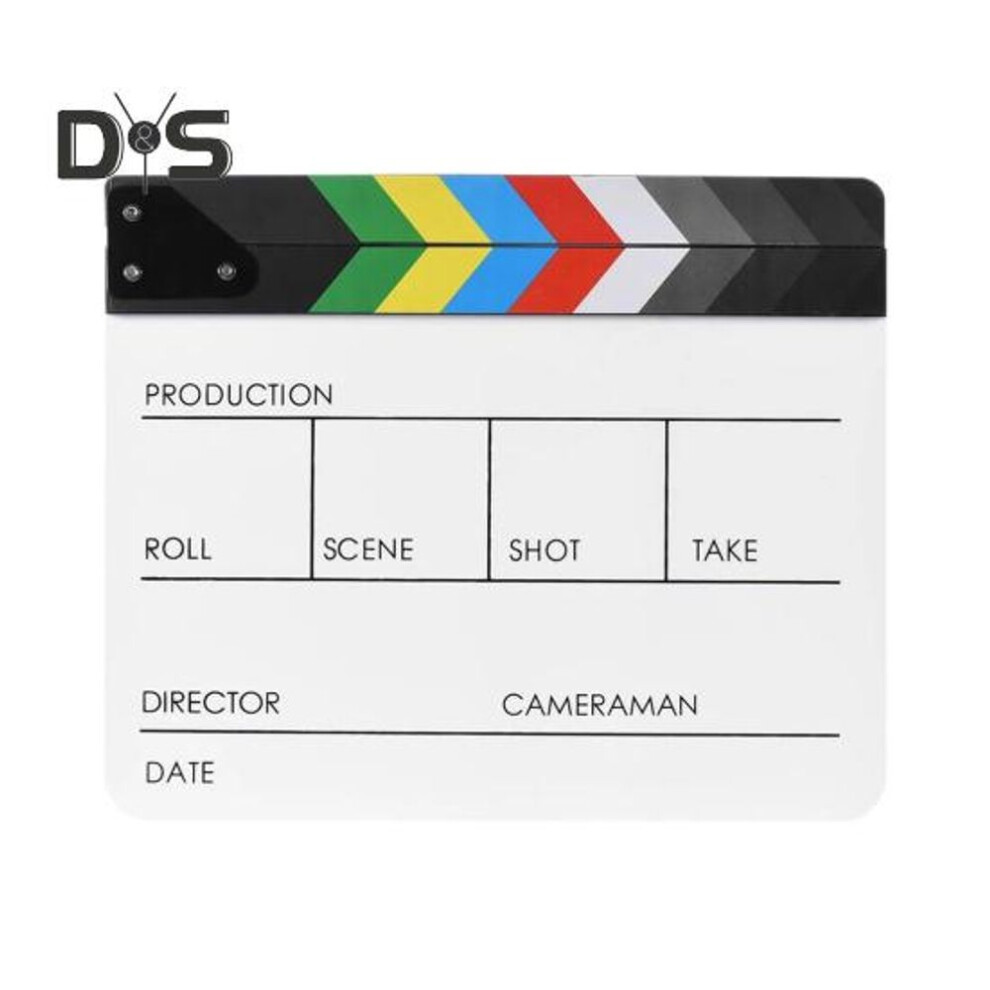 Film Clapper Board Acrylic Dry Erase Slate Colorful Director Video Scene Clapboard Cut Prop Whiteboard Marker Filming Tool for TV Series Studio