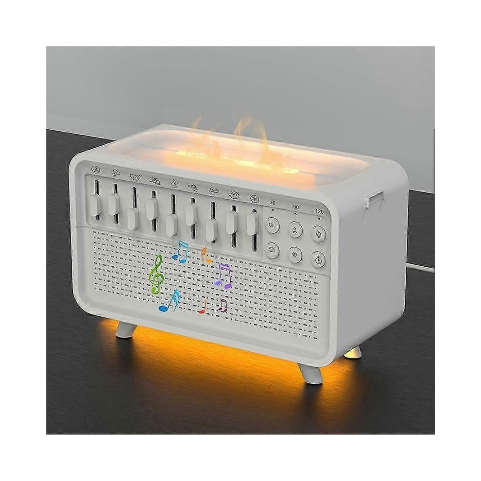 White/Light Smart Noise Machine With Bluetooth & Night Echo Flame Aroma Diffuser Sleep Aid Sound Machine With 8 Soothing Sounds