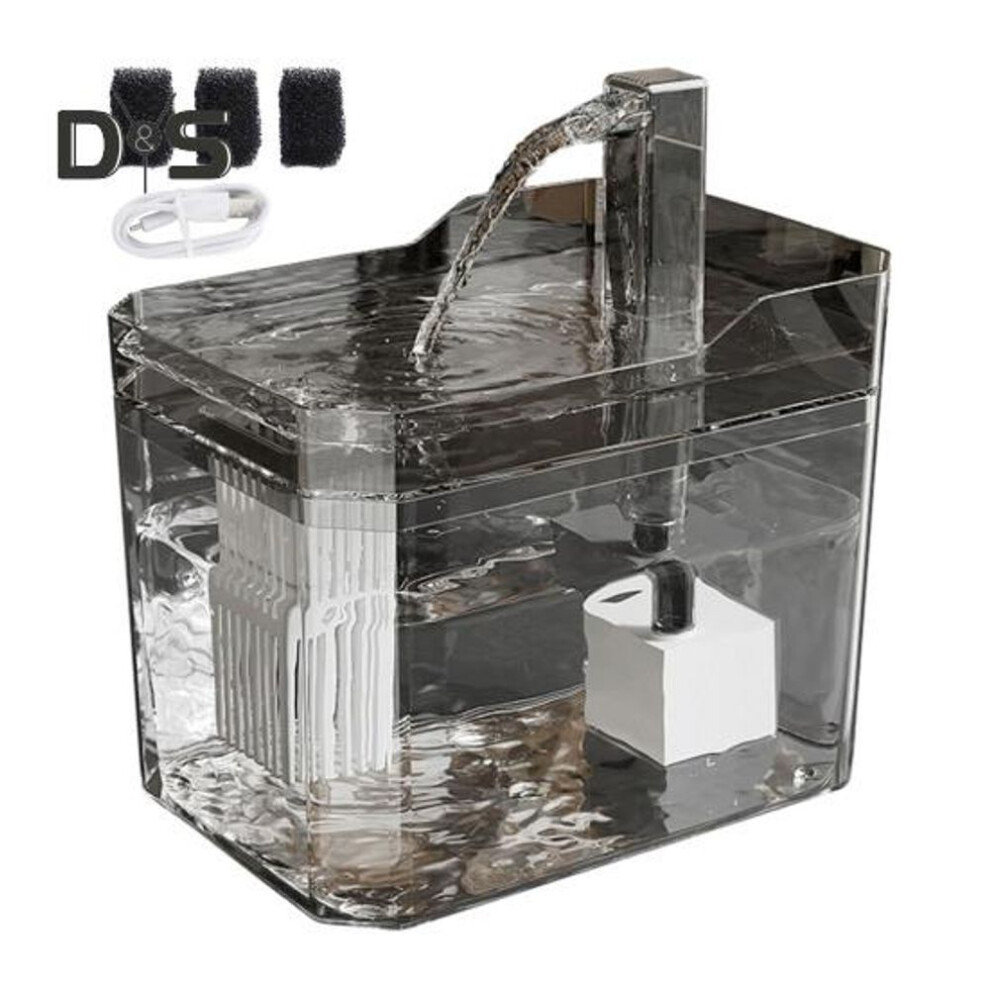 (as the picture, B) 1.5L Transparent Pet Water Fountain Automatic Cat Drinking Dispenser with 3 Filter Sponge Electric Pet Drink Bowl for Indoor Cats Dogs