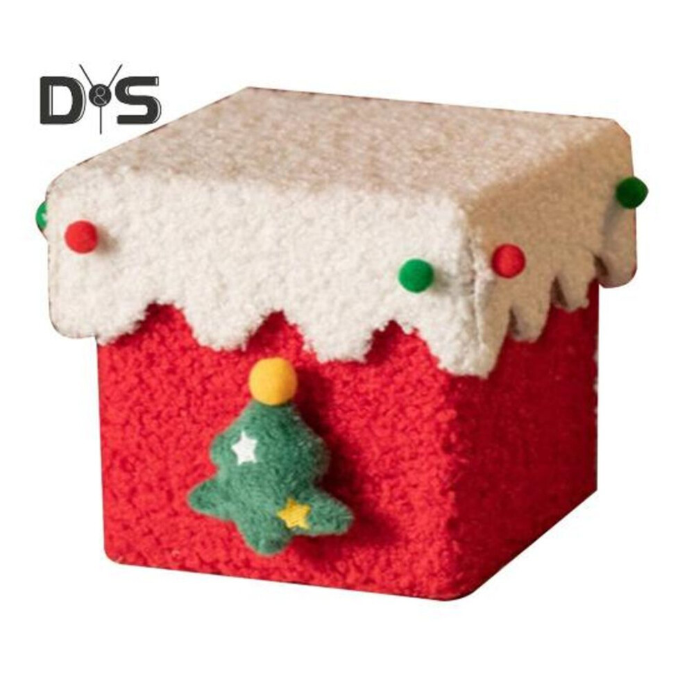 (white,red) Christmas Gift Box Reindeer Xmas Tree Felt Box With Ribbon Multifunctional Plush Candy Treat Box For Small Gifts Snacks Christmas Party Decor
