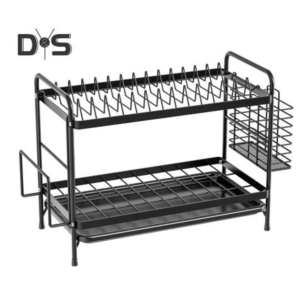 Dish Drainer Rack With Drip Tray Large Capacity Easy Installation Multipurpose Kitchen Counter Dish Drying Rack Utensil Holder
