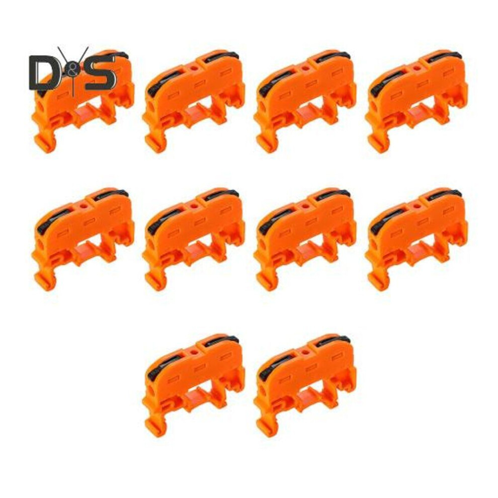 (orange) 10pcs Kv121 Push-in Quick Terminal Block Din Rail Connector Universal Compact Fast Electrical Connector Stable Equipment Operation Terminal Block