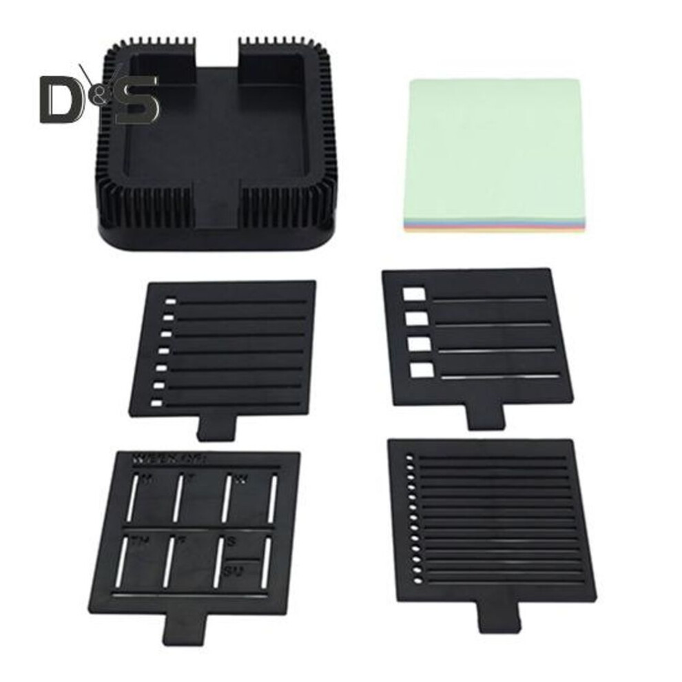 (as the picture, A) Sticky Note Holder with 4 Stencils 3x3inch Sticky Pads Dispenser with Line Drawing Template Post Note Organizer for Home Office