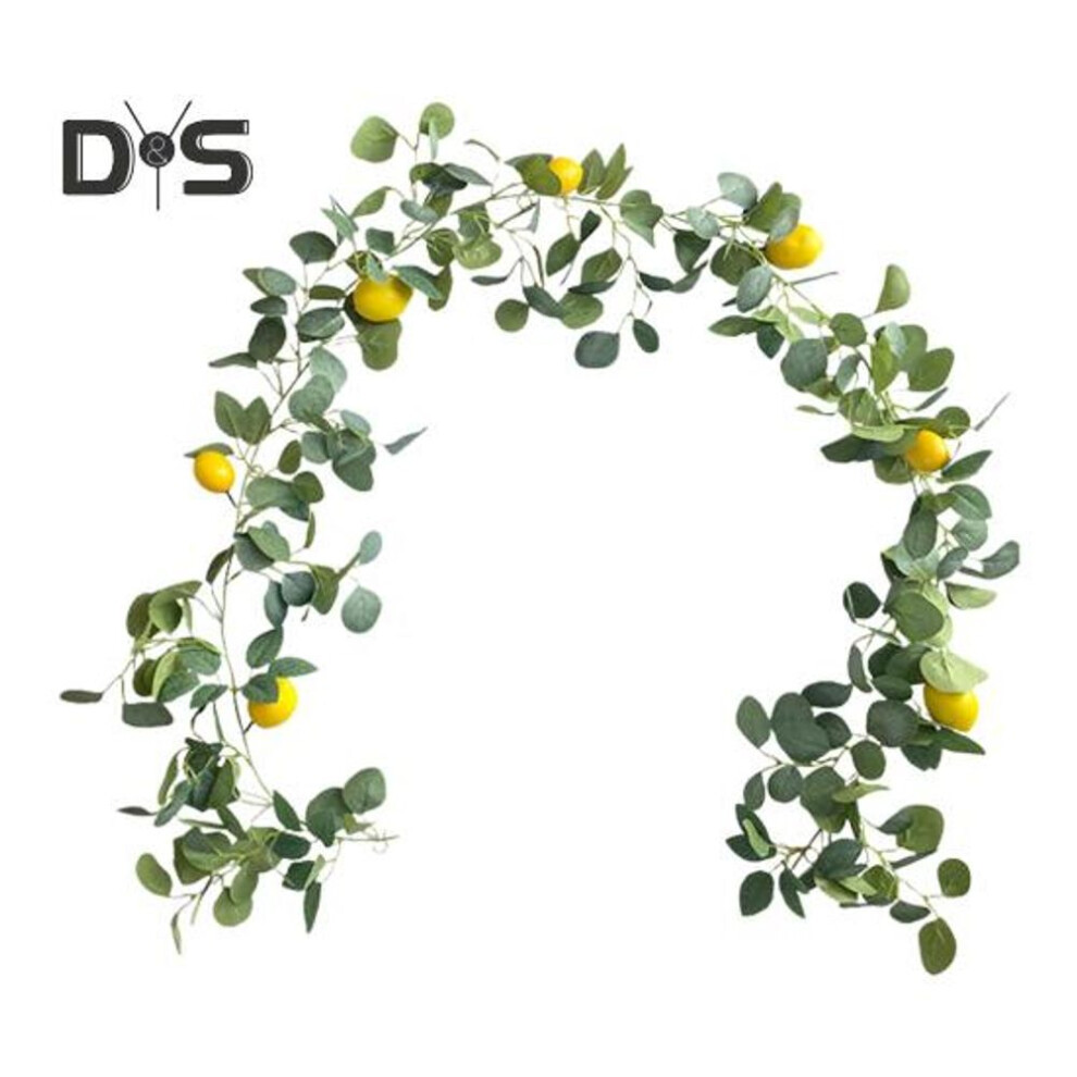 (as the picture, A) Artificial Lemon Garland Faux Greenery Vines Fake Eucalyptus Leaves With Lemons For Home Party Decor Wedding Arch Backdrop