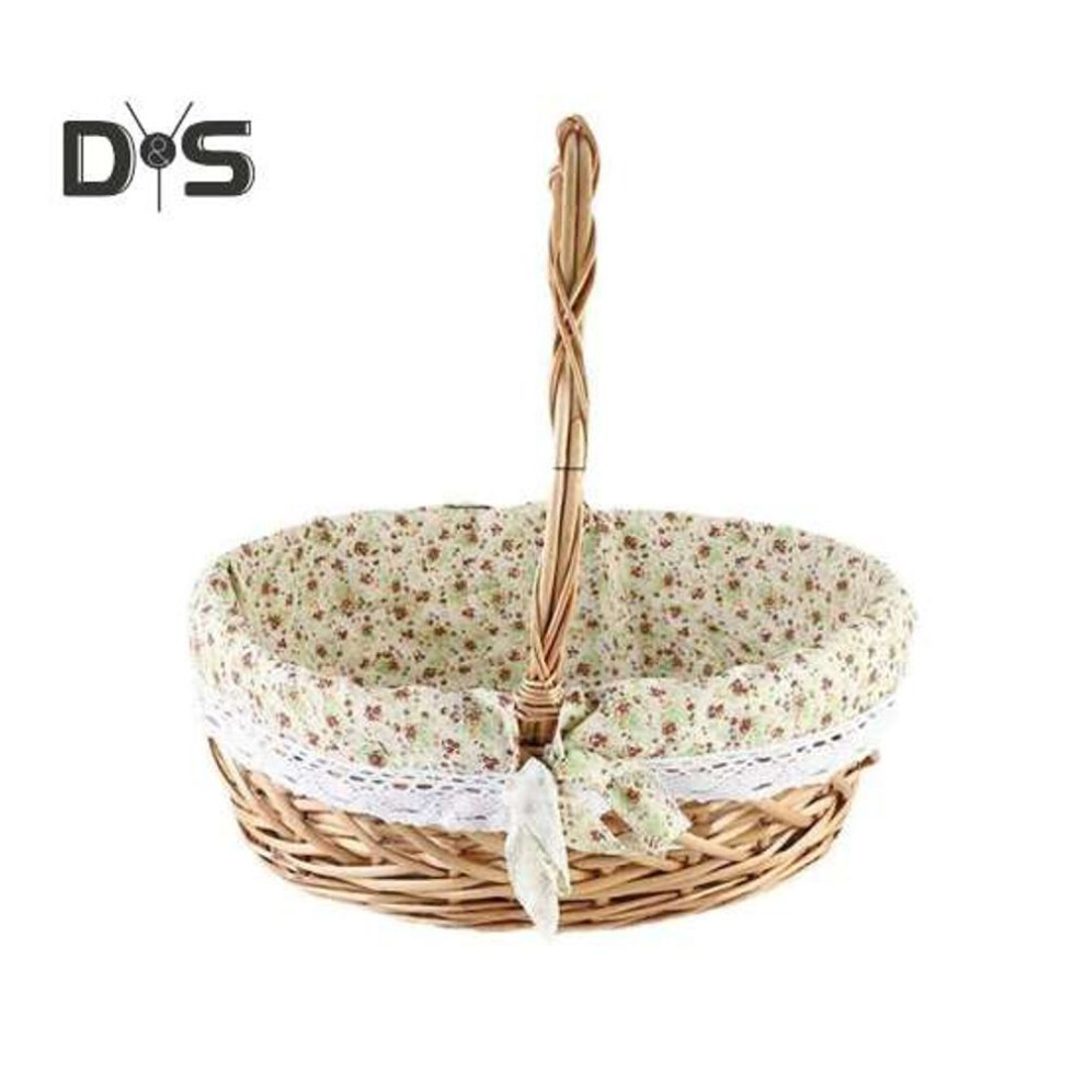 (as the picture, A) Wicker Picnic Basket With Handle Large Capacity Strong Load-bearing Storage Basket Fruit Serving Basket Decor