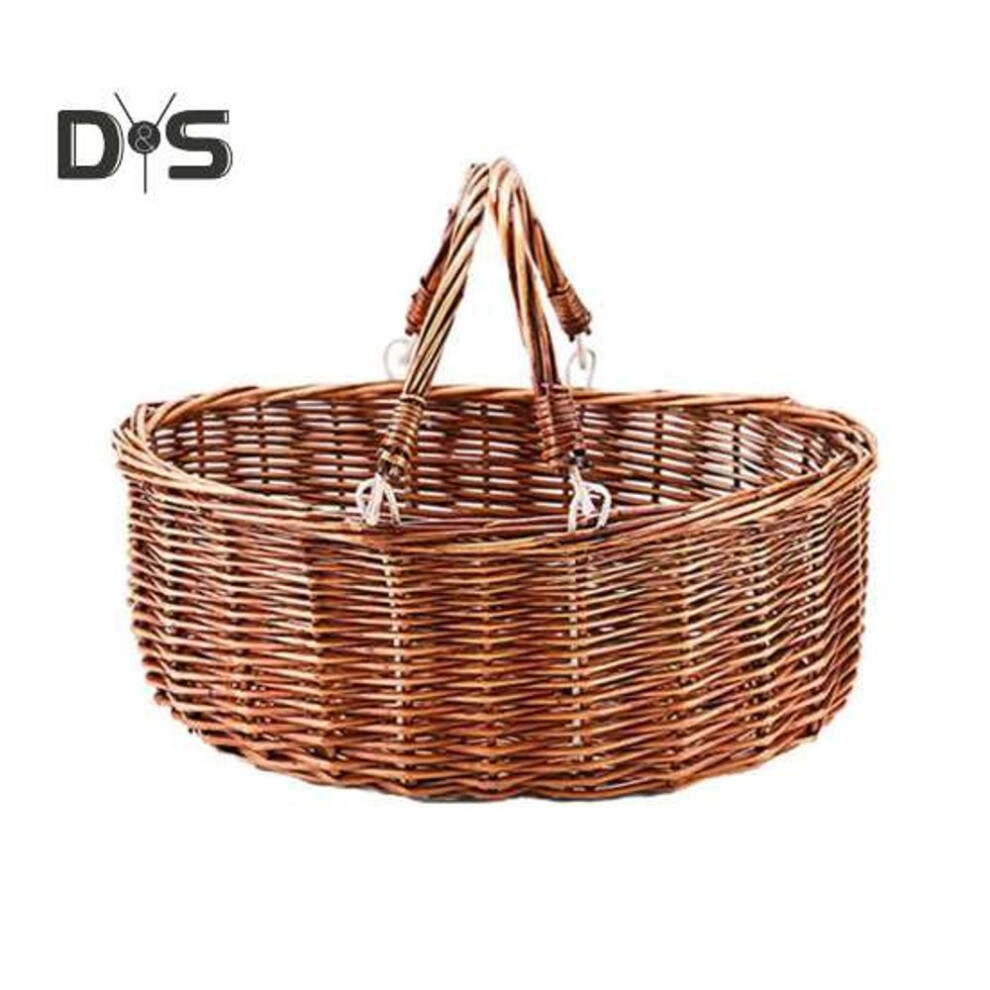 (as the picture, F) Wicker Picnic Basket With Handle Large Capacity Strong Load-bearing Storage Basket Fruit Serving Basket Decor